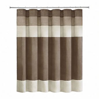 Faux Silk Striped Microfiber Shower Curtain