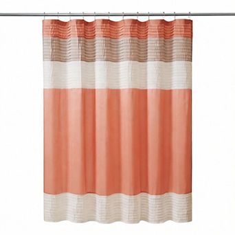 Faux Silk Striped Microfiber Shower Curtain