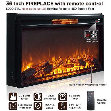 Farmhouse Fireplace TV Stand Console with Storage Cabinets and Drawers