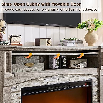 Electric fireplace mantel farmhouse-style entertainment center