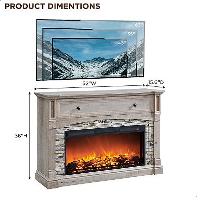 Electric fireplace mantel farmhouse-style entertainment center