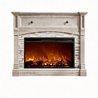 Electric fireplace mantel farmhouse-style entertainment center