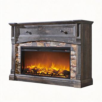 Electric fireplace mantel farmhouse-style entertainment center