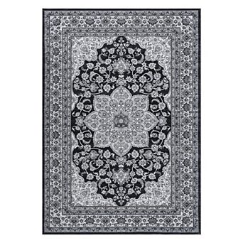 Velvet Machine Washable Floral Print Vintage Carpet Resist Dirt Non-Slip Indoor Rugs for Living Room