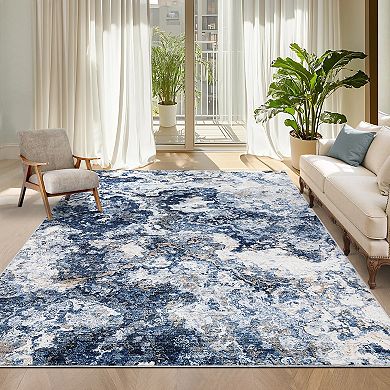 Modern Abstract Area Rug Non Slip Low Pile Machine Washable Floor Cover Kitchen Living Room Hallway