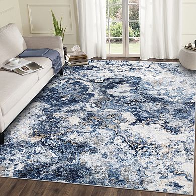 Modern Abstract Area Rug Non Slip Low Pile Machine Washable Floor Cover Kitchen Living Room Hallway