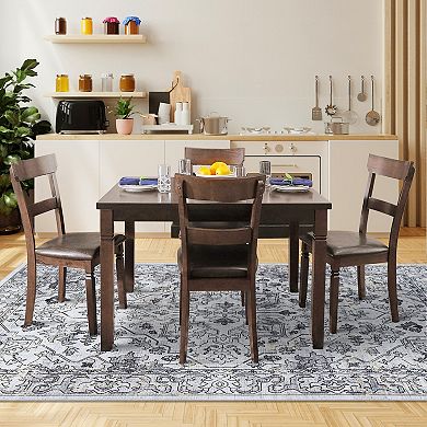 Pearl Velvet Floral Printed Vintage Boho Carpet Back Folding Resist Dirt Indoor Rugs for Kitchen