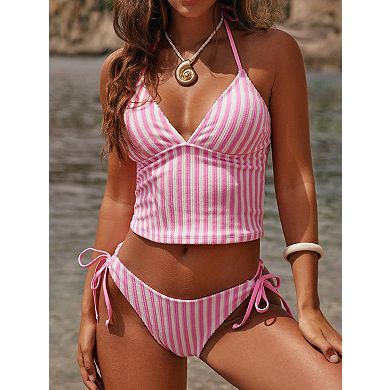 Women's Vertical Stripe Bikini Two-Piece Set