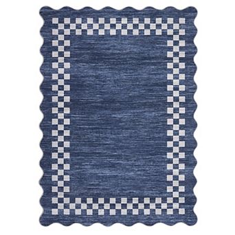 Modern Bordered Area Rug Non Slip Low Pile Machine Washable Floor Cover Kitchen Living Room Hallway