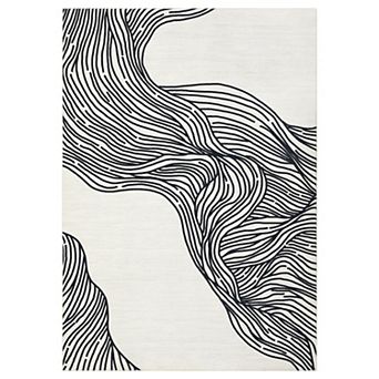 FairOnly Modern Abstract Area Rug Machine Washable Low Pile Non Slip Rug for Bedroom Living Room