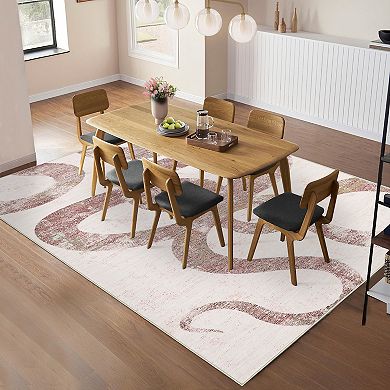 Modern Abstract Area Rug Non Slip Machine Washable Pet Friendly Carpet for Bathroom Entrance