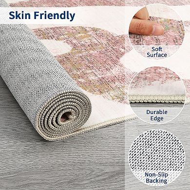 Modern Abstract Area Rug Non Slip Machine Washable Pet Friendly Carpet for Bathroom Entrance