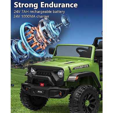 2 Seater Ride On Jeep Car, 24V/7AH Kids Battery Powered Vehicles w/Parent Remote Control, 2x200W