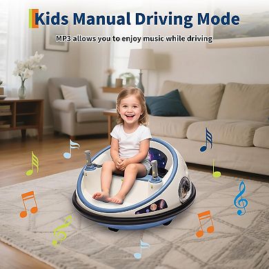Ride on Bumper Car with Remote Control, 12v Battery Powered Electric Bumper Car Toddler with 3