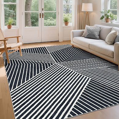 Modern Area Rug Machine Washable Stain Resistant Ultra Thin Floor Cover for Dining Room Bathroom