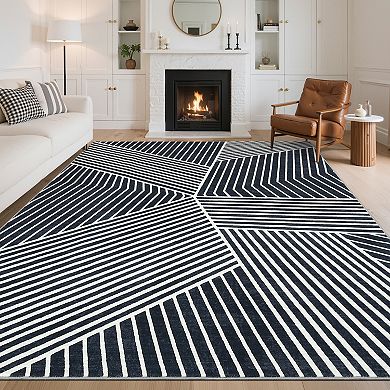 Modern Area Rug Machine Washable Stain Resistant Ultra Thin Floor Cover for Dining Room Bathroom