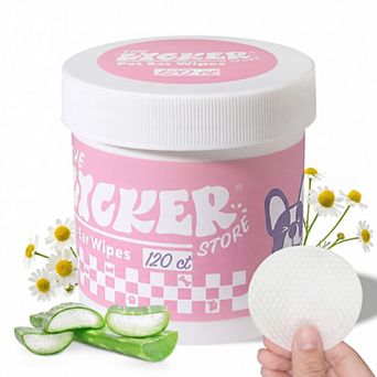 Dog Ear Cleaning Hypoallergenic Wipes with Extracts of Chamomile and Oat Kernel (120 Count)
