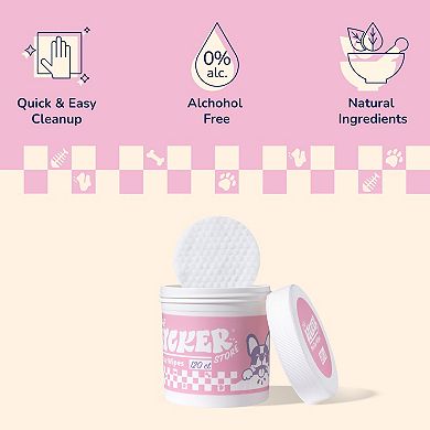 Dog Ear Cleaning Hypoallergenic Wipes with Extracts of Chamomile and Oat Kernel (120 Count)