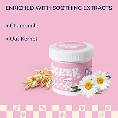 Dog Ear Cleaning Hypoallergenic Wipes with Extracts of Chamomile and Oat Kernel (120 Count)