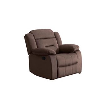 Harper Manual Recliner Lounge Chair, Chocolate Brown Channel Tufted Velvet