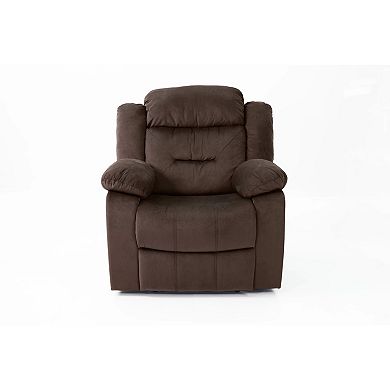 Harper Manual Recliner Lounge Chair, Chocolate Brown Channel Tufted Velvet