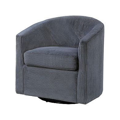 Celina Swivel Chair with Barrel Style Curved Back, Corduroy