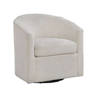 Celina Swivel Chair with Barrel Style Curved Back, Corduroy