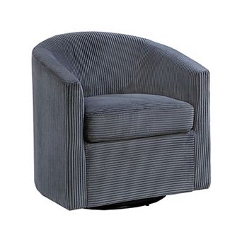 Celina Swivel Chair with Barrel Style Curved Back, Corduroy
