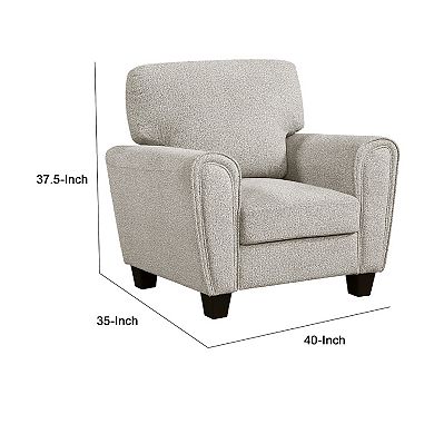 Loi Sofa Armchair with Reversible Cushion, Transitional Gray Chenille