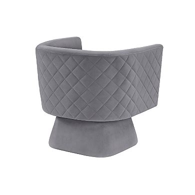 Cabe Swivel Accent Armchair, Diamond Stitch Back, Velvet