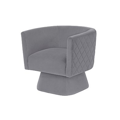 Cabe Swivel Accent Armchair, Diamond Stitch Back, Velvet