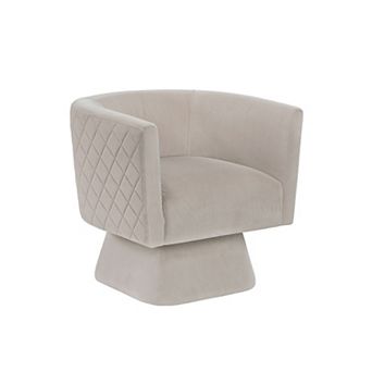 Cabe Swivel Accent Armchair, Diamond Stitch Back, Velvet