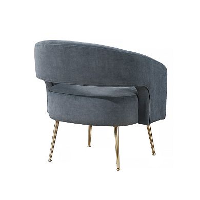 Noel Accent Chair, Curved Open Back, Velvet, Gold Metal Legs