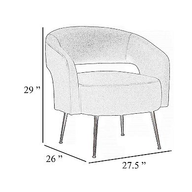 Noel Accent Chair, Curved Open Back, Velvet, Gold Metal Legs