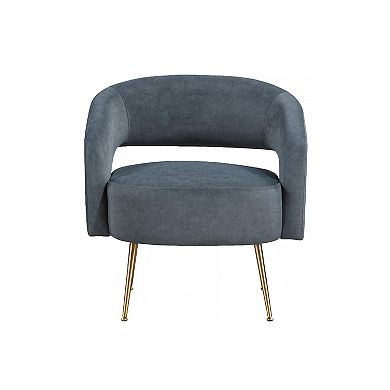Noel Accent Chair, Curved Open Back, Velvet, Gold Metal Legs