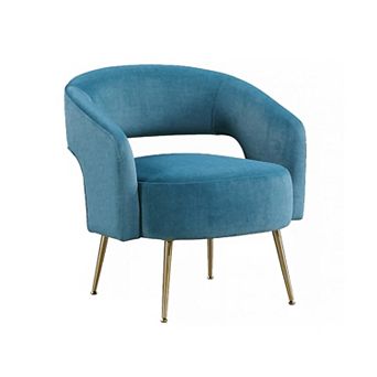 Noel Accent Chair, Curved Open Back, Velvet, Gold Metal Legs