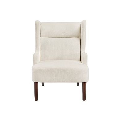 Joen Accent Chair, High Wing Backrest, Chenille, Wood Legs