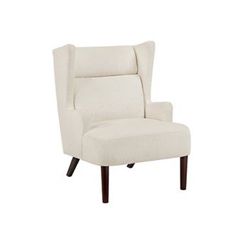 Joen Accent Chair, High Wing Backrest, Chenille, Wood Legs