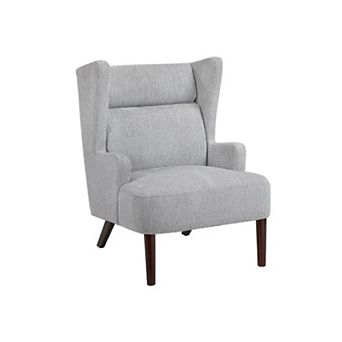 Joen Accent Chair, High Wing Backrest, Chenille, Wood Legs