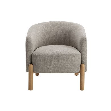Diya Barrel Style Accent Chair, Polyester, Wood Legs