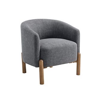 Diya Barrel Style Accent Chair, Polyester, Wood Legs