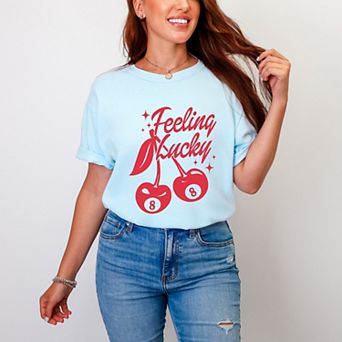 Feeling Lucky Cherries - Women's Garment Dyed Graphic T-Shirt