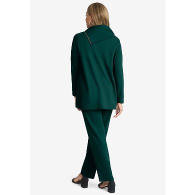 Jessica London Women's Plus Size Ponte Split Neck 2-Piece Set