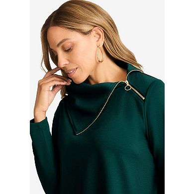 Jessica London Women's Plus Size Ponte Split Neck 2-Piece Set