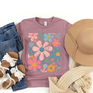 Pastel Flowers Collage - Youth Short Sleeve Graphic T-Shirt