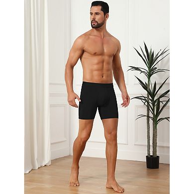 4 Packs Elastic Waistband Underwear for Men's Soft Breathable Mid-Waisted Solid Boxer Shorts