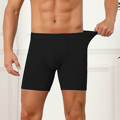 4 Packs Elastic Waistband Underwear for Men's Soft Breathable Mid-Waisted Solid Boxer Shorts