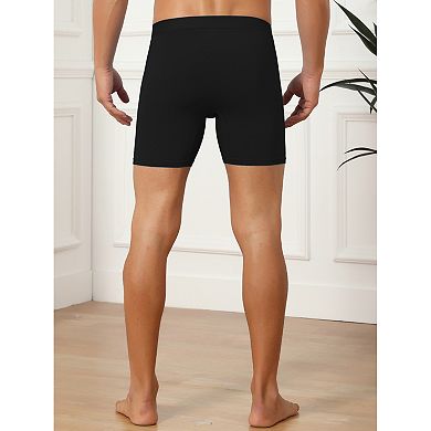 4 Packs Elastic Waistband Underwear for Men's Soft Breathable Mid-Waisted Solid Boxer Shorts