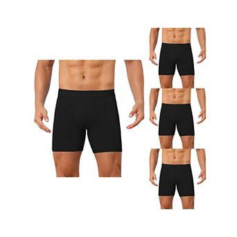 4 Packs Elastic Waistband Underwear for Men's Soft Breathable Mid-Waisted Solid Boxer Shorts