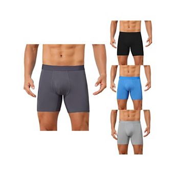 4 Packs Elastic Waistband Underwear for Men's Soft Breathable Mid-Waisted Solid Boxer Shorts